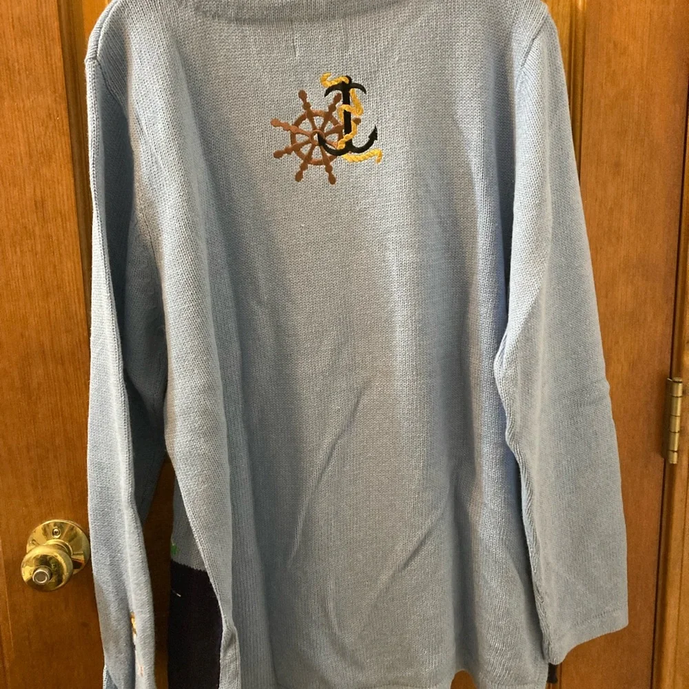Nautical embroidered Quaker factory large sweater